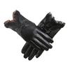 Winter Warm Gloves for Women's New PU Leather Lace Bow Winter Plus Velvet Thickened Touch Screen Gloves
