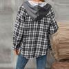 Женская модная широкая клетчатая куртка-рубашка с длинными рукавами и карманами на пуговицах и капюшоном