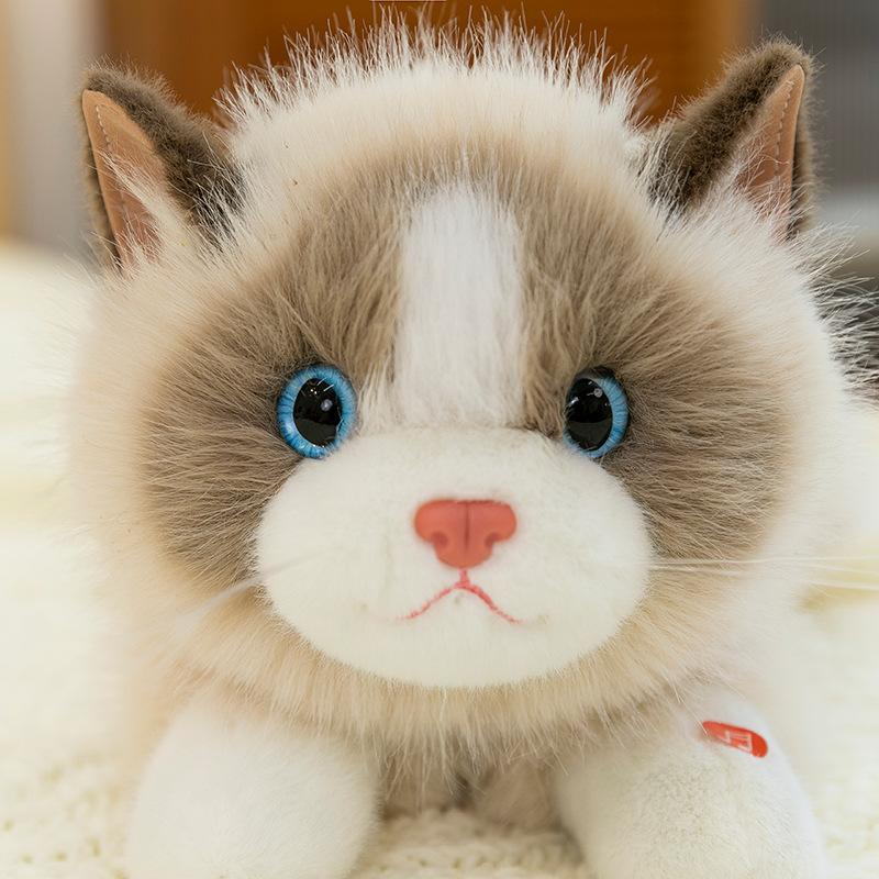 Cute Simulation Sound Ragdoll Cat Doll Hairy Tail Healing Cat Plush Doll Girl