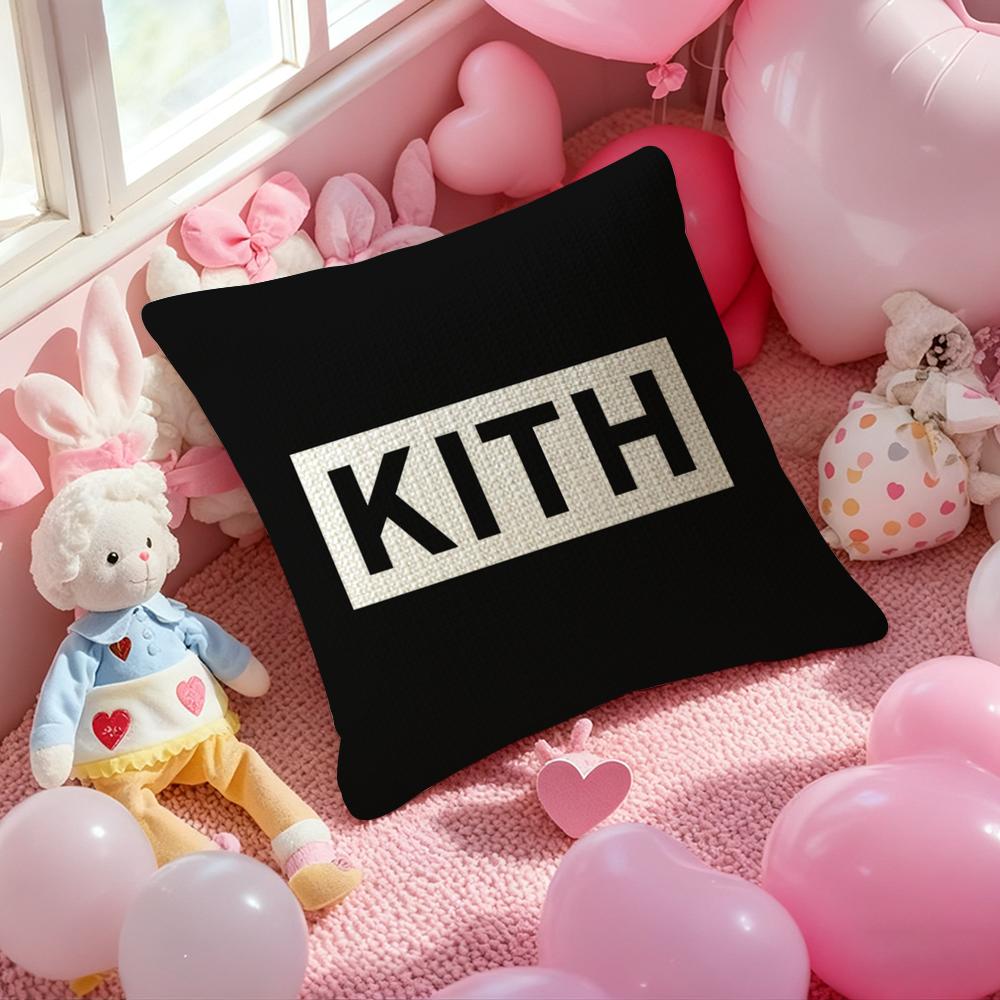 Classic Logo KKITH Pillow Case Antidustmite Pillowcase Invisible Zipper Silky Short Plush Sofa Cushion Cover