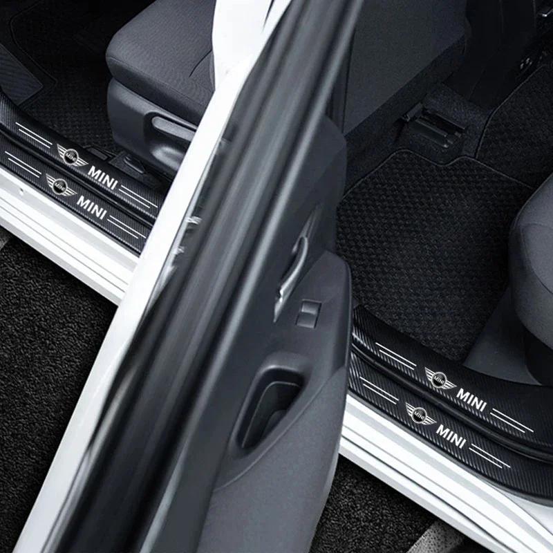 1/4/5Pcs Car Door Sill Scuff Plate Decor Carbon Fiber Stickers For BMW Mini Cooper One JCW F54 F55 F56 F57 F60 R50 R52 R53 R55 uylez55