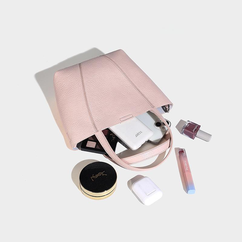 2025 Spring and Summer New Light Luxury Genuine Leather Portable Bucket Bag Niche High Sense Super Hot Women's Bag Shoulder Crossbody Bag