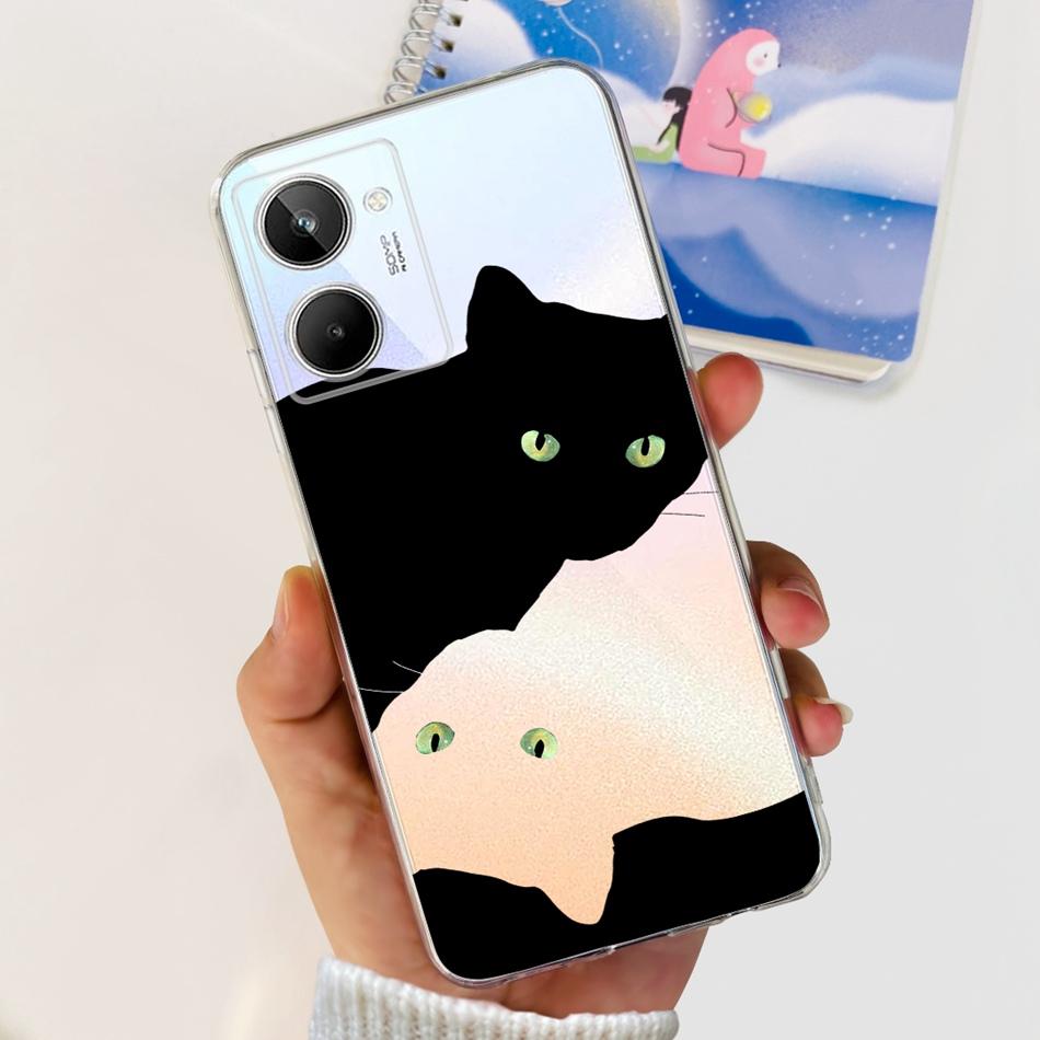 Милый чехол с рисунком Цветущего Кота для Realme 10 / Realme 10 Pro / Realme 10 Pro+ Мягкий Силиконовый TPU Чехол для Realme10 4G 10Pro Plus