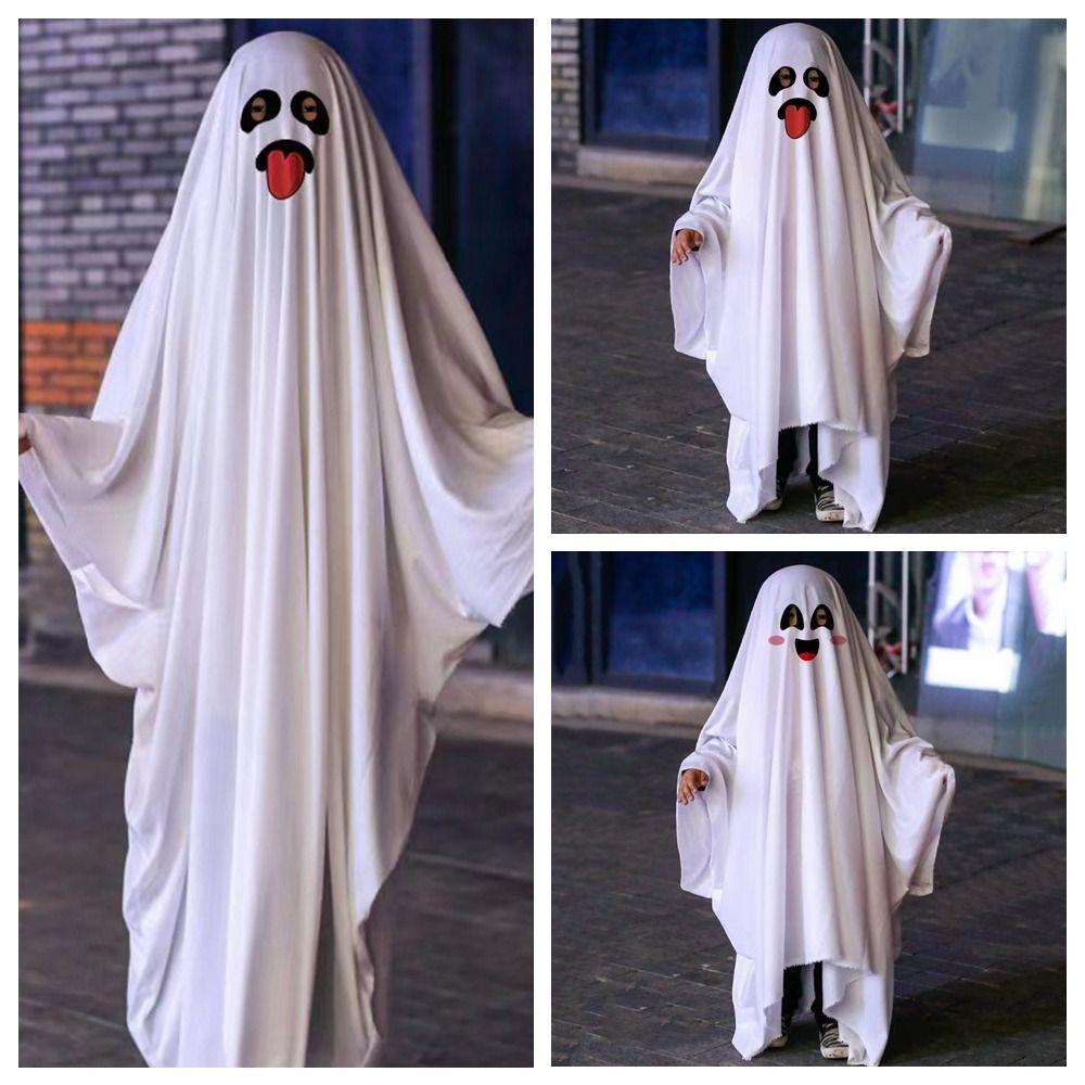 Cosplay Halloween Cloak Cape White Ghost Cosplay Costume Creative Ghost Poncho Robe Festival