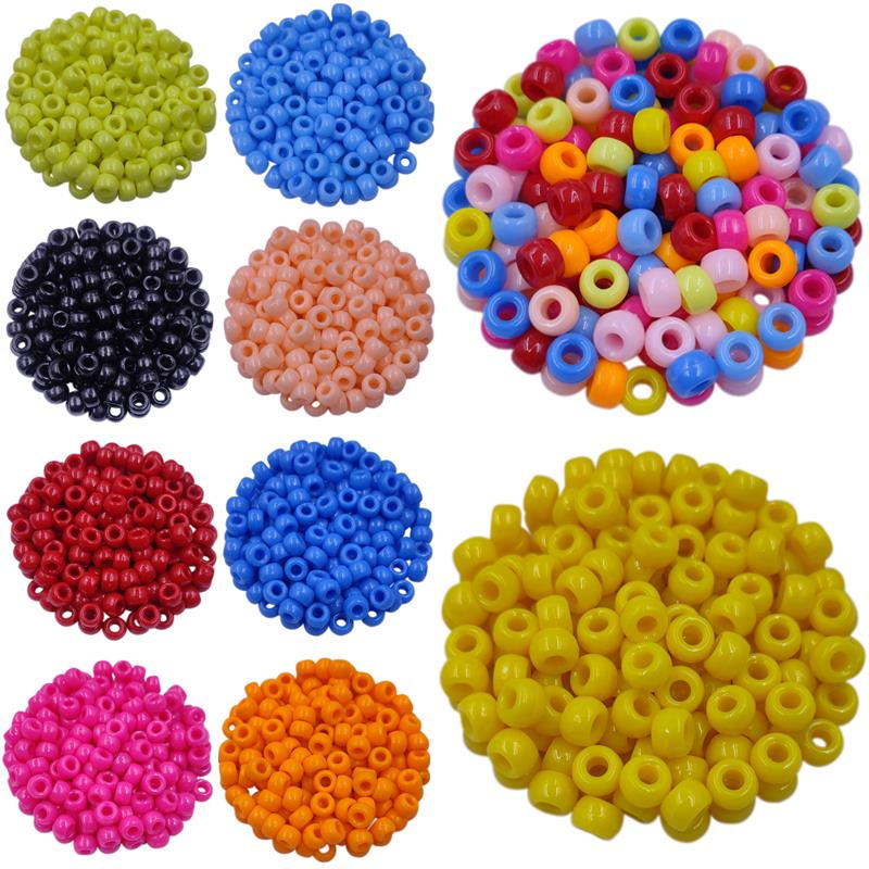 40 шт. 9*6 мм однотонные яркие цвета с большим отверстием свободные бусины однотонные бусины DIY Изготовление ювелирных изделий