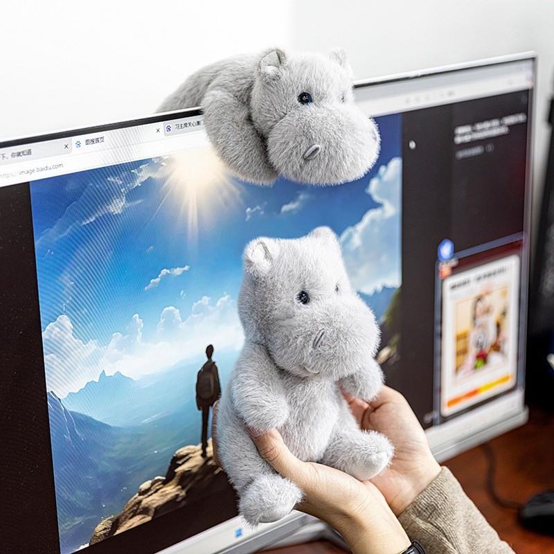 Плюшевый брелок-бегемот с коротким ворсом, мягкий материал, подарок для детей