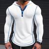 Men's Waffle Solid Cotton Hoodie Breathable Stylish Slim Fit Button Closing Comfortable Casual Long Sleeve Men Pullover