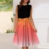 Women's Fashion Casual Lace-up Sleeveless Round Neck Splicing Short Dress