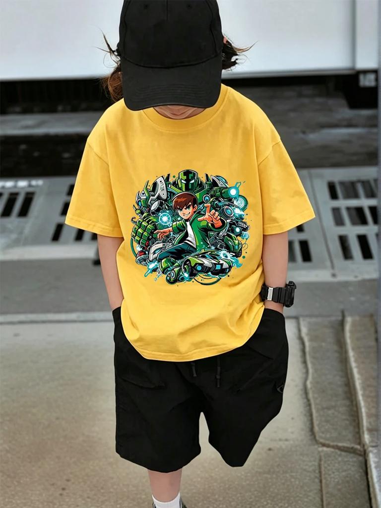 Gwen Ben 10 Short Sleeve T Shirt For Kids Summer Cute Cartoon Crewneck 3-14 Years