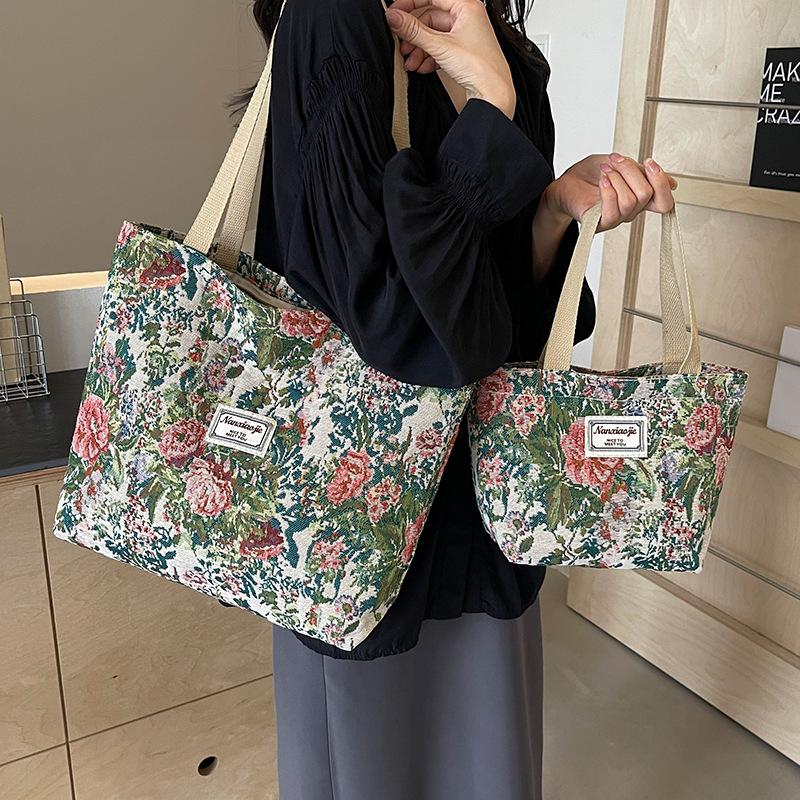 Large Capacity Bag Women Canvas Bag Women Ins Fashionable One Shoulder Tote Bag Female Students Versatile Handbag