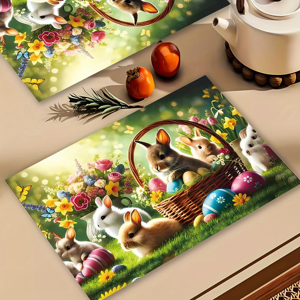 4 шт. салфетки под тарелки на Пасху, Размер 45*30 см/18*12 дюймов, Подходят для семейных встреч, Обедов в помещении, Кухни, Вечеринок, Кемпинга и Праздничного декора стола