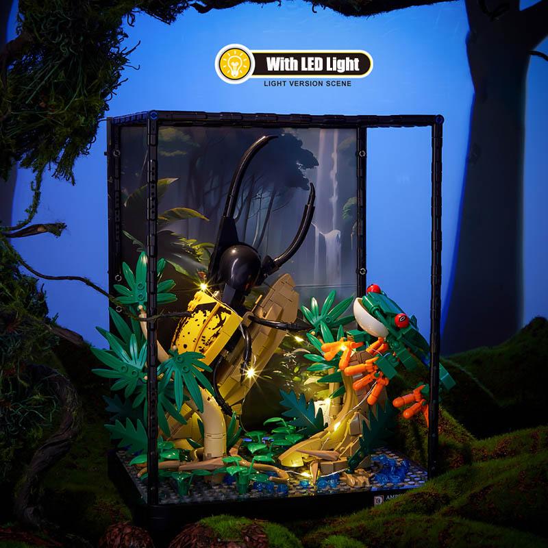 City MOC Tropical Rainforest Frog Insects Pet Box Building Blocks DIY Agalychnis Callidryas Dynastes Bricks Toys For Children