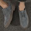 Ретро Мужская обувь из натуральной кожи Повседневная Нескользящая Износостойкая Замшевая Обувь для Ежедневного Бизнеса Горячая Распродажа Круглый Носок Низкий Верх Британский Стиль