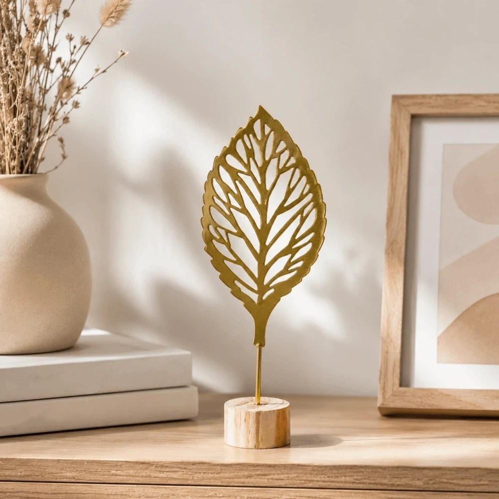Flower Miniature Figurines Metal Art Ginkgo Leaf Ornament Desktop Ornaments Office Desktop