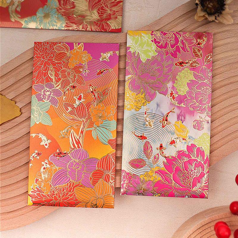 6Pcs Red Envelope Universal Creative Koi High-End Envelope Wallet Spring Festival Wedding Lucky Blessing Red Envelope