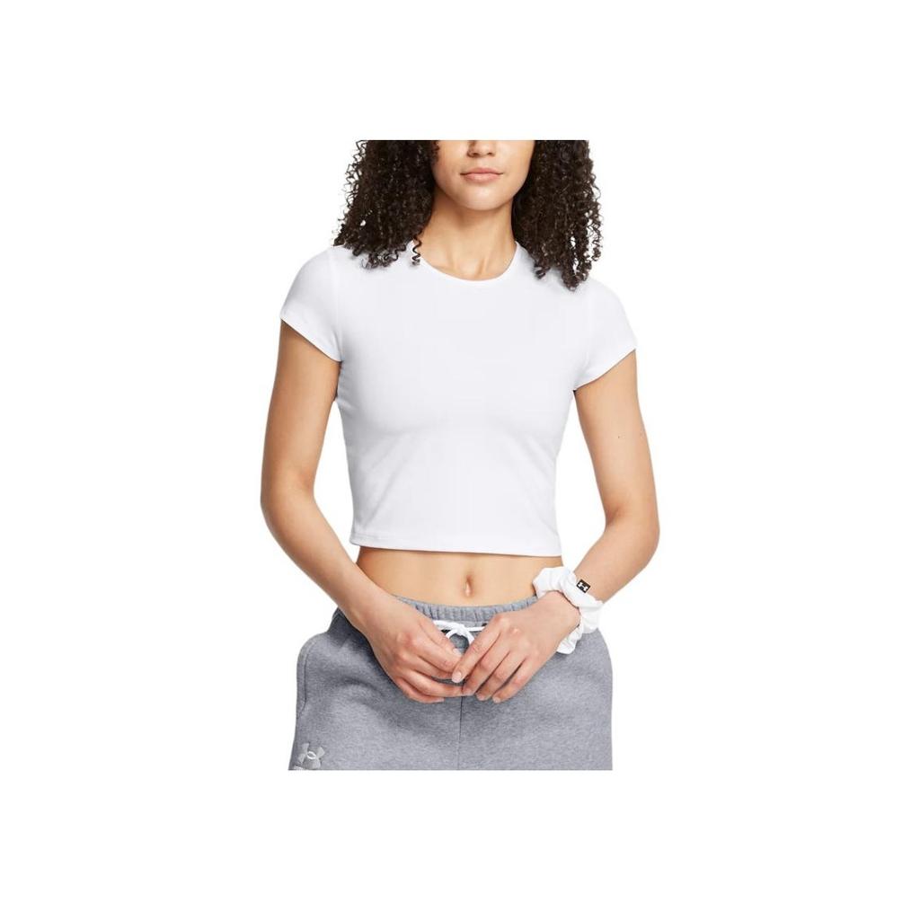 Under Armour Удобная минималистичная футболка для йоги с круглым вырезом и коротким рукавом, приятная для кожи, женские топы, белая 1387729-100