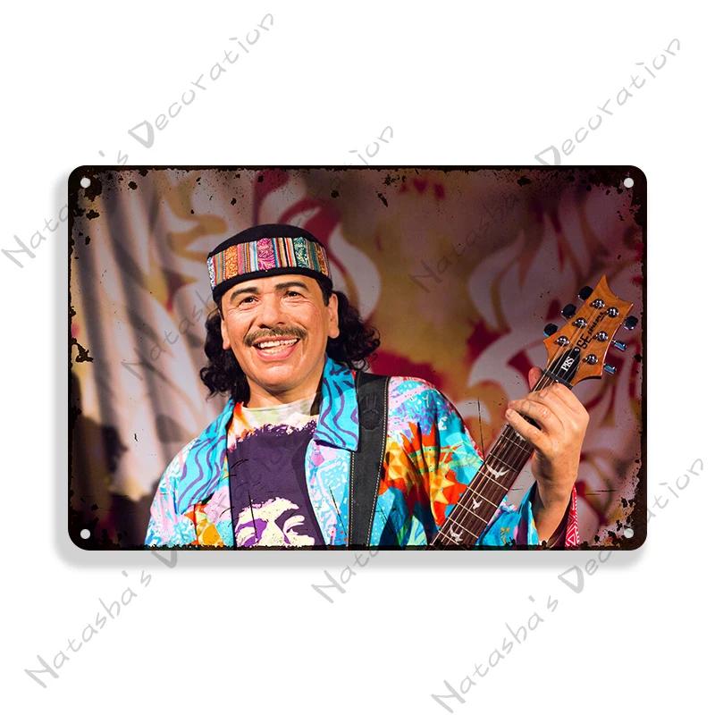 Santana Винтажный Постер Музыка Металлическая Жестяная Табличка Рок-Группа Металлическая Табличка Декоративная Табличка Бар Паб Гараж Металлическая Пластина Ретро Металлическая Табличка