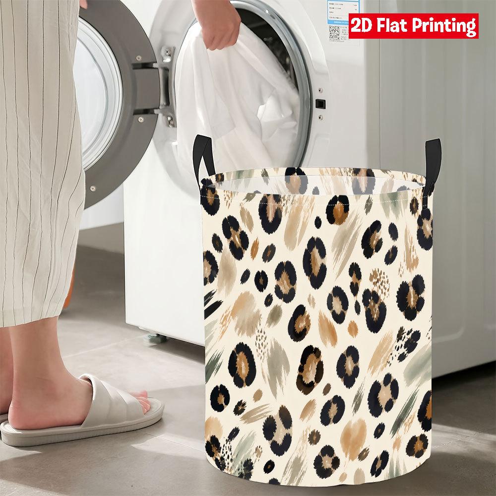 Collapsible Laundry Basket Large Round Waterproof Fabric Hamper Dirty Clothes Storage Bin Toy Organizer with Handles