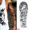 New 1 PC 480*170MM Super Large Compass Wolf Head Eye Fake Lion God Feather  Temporary Tattoo Sleeves For Men Women Tattoo Full Arm Tattoo Sticker