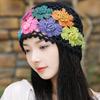 Women Hat Manual Colorful Hollow Out Knitted Flower Crochet Elastic Soft Breathable Lightweight Sunshade Soft Travel Outdoor Cap Brimless Beanie