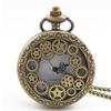 Steampunk Copper Vintage Hollow Gear Hollow Quartz Pocket Watch Necklace Pendant Clock Chain Men Women