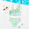 Girls Oblique Shoulder Fish Scale Baby Kids Swimsuit Bathing Suits for Children Two Pieces Swimwear Beach Bikini Sets