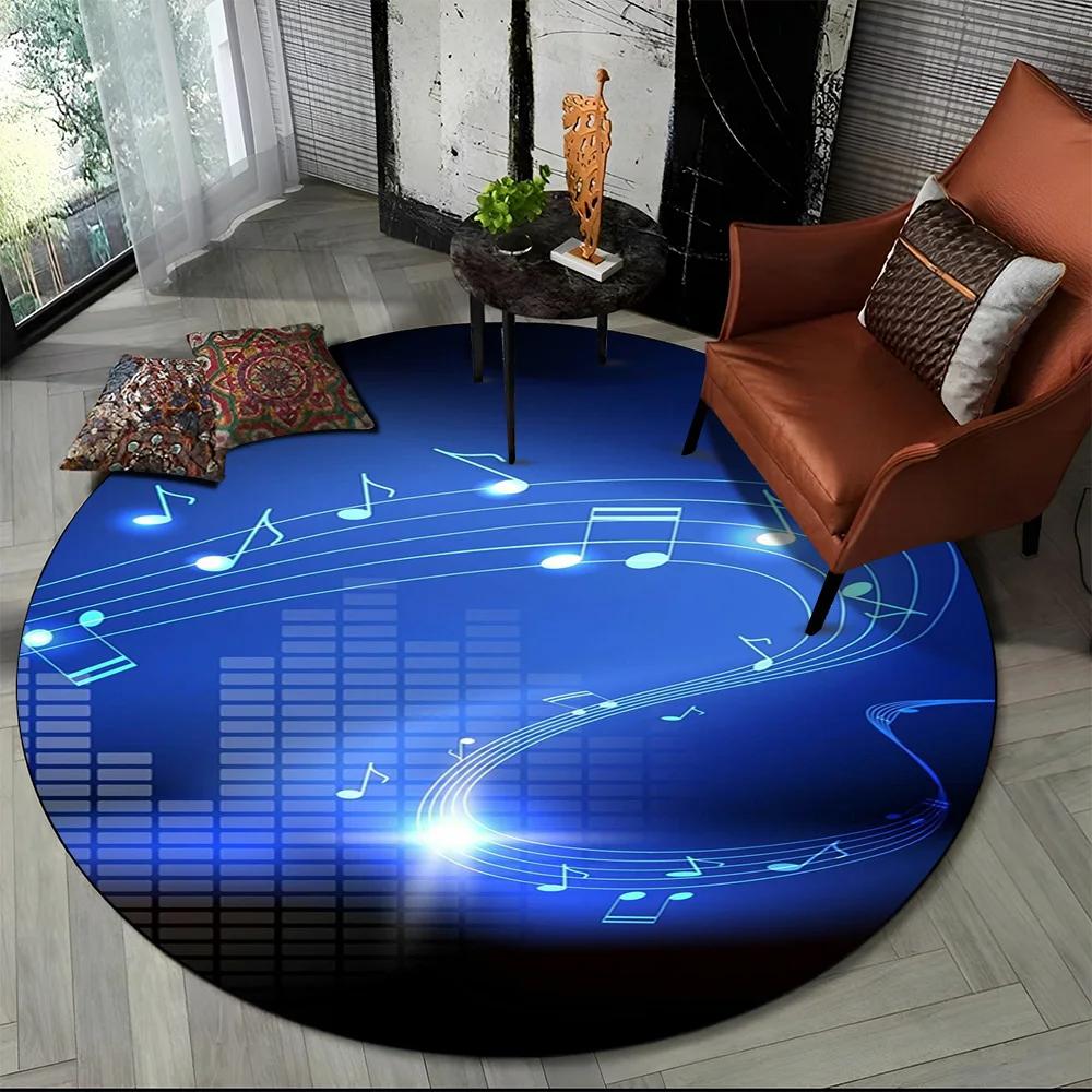 3D Музыкальная нота Искусство Пианино Круглый ковер для гостиной, спальни, детской игровой комнаты, декор для стула, коврик для питомцев, нескользящий коврик для пола
