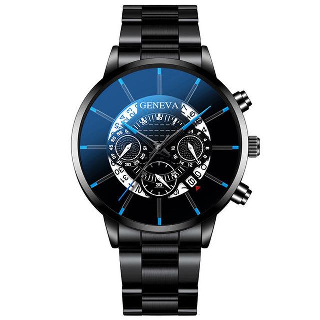 Cross-Border Trendy Men's Geneva Watch with Creative Calendar and Alloy Steel Band (2020)