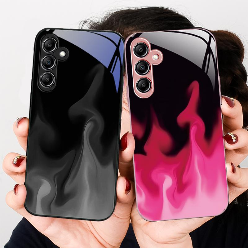 Простой Зеленый Огонь Для Samsung Galaxy A01 A02 A03 Core A04 A14 4G A13 54 34 31 20 25 23 22 5G S21 Ultra S20 Стеклянный Чехол Для Телефона