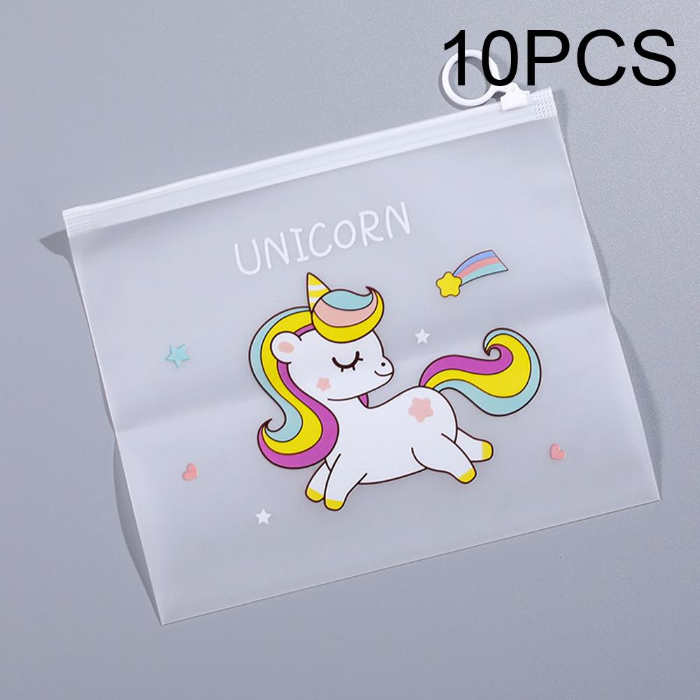 10pcs 21x17cm Cute Unicorn Cartoon File Storage Bag, Transparent Zipper Storage Bag,Birthday Gift Bag,Baby Shower