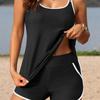 New Black and White Contrasting Colors Conservative High Waistband Pocket Shorts Tankini Suit Women