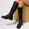 Autumn and Winter New Large Size Women's Long Knight Boots Thick Heel Versatile Long Leather Boots Women