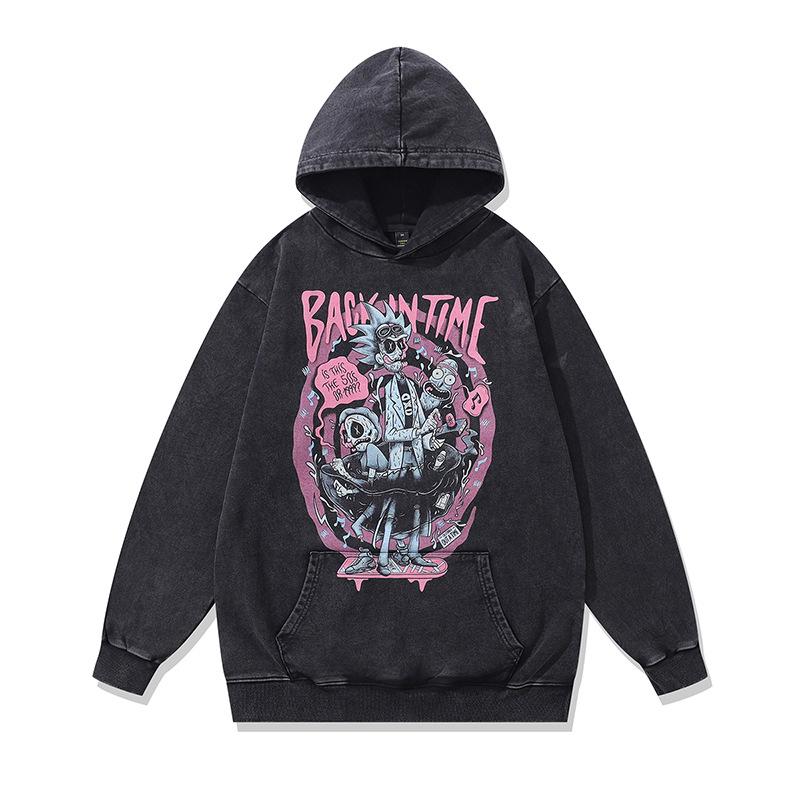 Американский Ретро Жареный Цвет Худи с Капюшоном Billie Цифровая Прямая Печать Стираный Худи из Чистого Хлопка Мужской