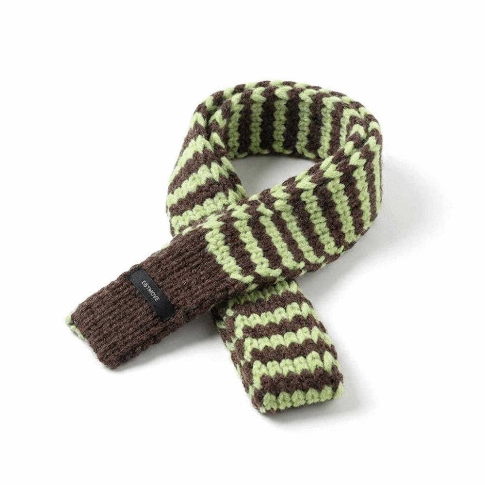 Harajuku Long Narrow Scarves Korean Style Knitted Neck Guard Cute Striped Scarf Streetwear