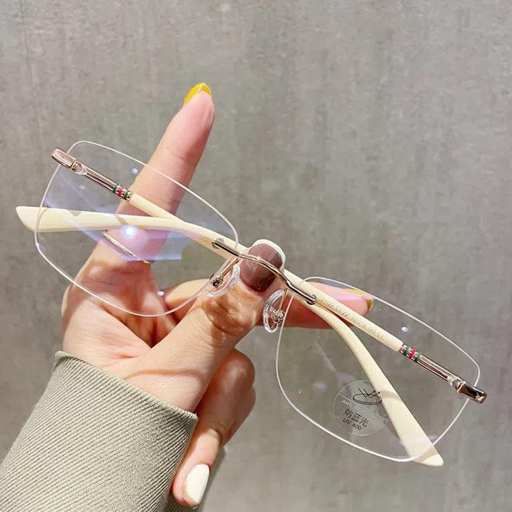 Модные безрамные анти-синие очки для близорукости, квадратные компьютерные очки в стиле ретро, ​​против усталости, от 0 до -6,0