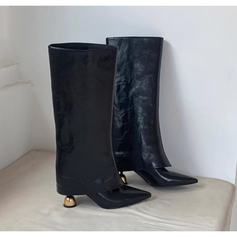 Женские высокие ботинки с острым носом Дизайнерские туфли на высоком каблуке Модные до колена 2026 Зимние ботинки Челси Готические туфли-лодочки Роскошные Botas Mujer