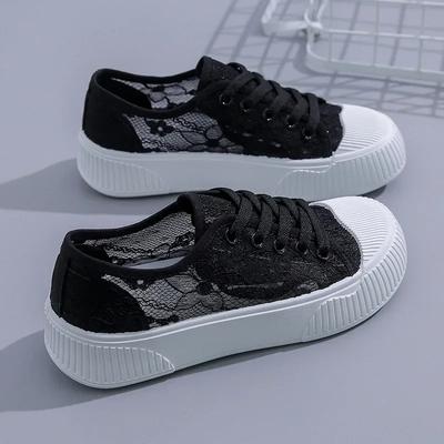 Летняя женская кружевная повседневная обувь, женские дышащие сетчатые кроссовки, лоферы на плоской подошве с цветочным принтом, удобная обувь для ходьбы на мелкой подошве, размер 35-40