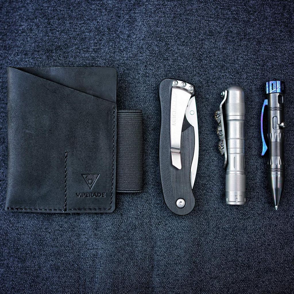 VIPERADE PJ12 Маленький кожаный карманный органайзер для EDC мини-кармана, двойной карманный кожаный органайзер для ножей, кожаная кобура для фонарика с