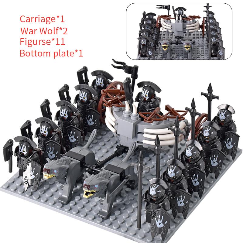 Средневековый лотр Фигурки Орк Солдаты Разбойник Варгр Волк Слон Маунт Рыцари Строительные блоки Кирпичи Игрушки для детей Подарки