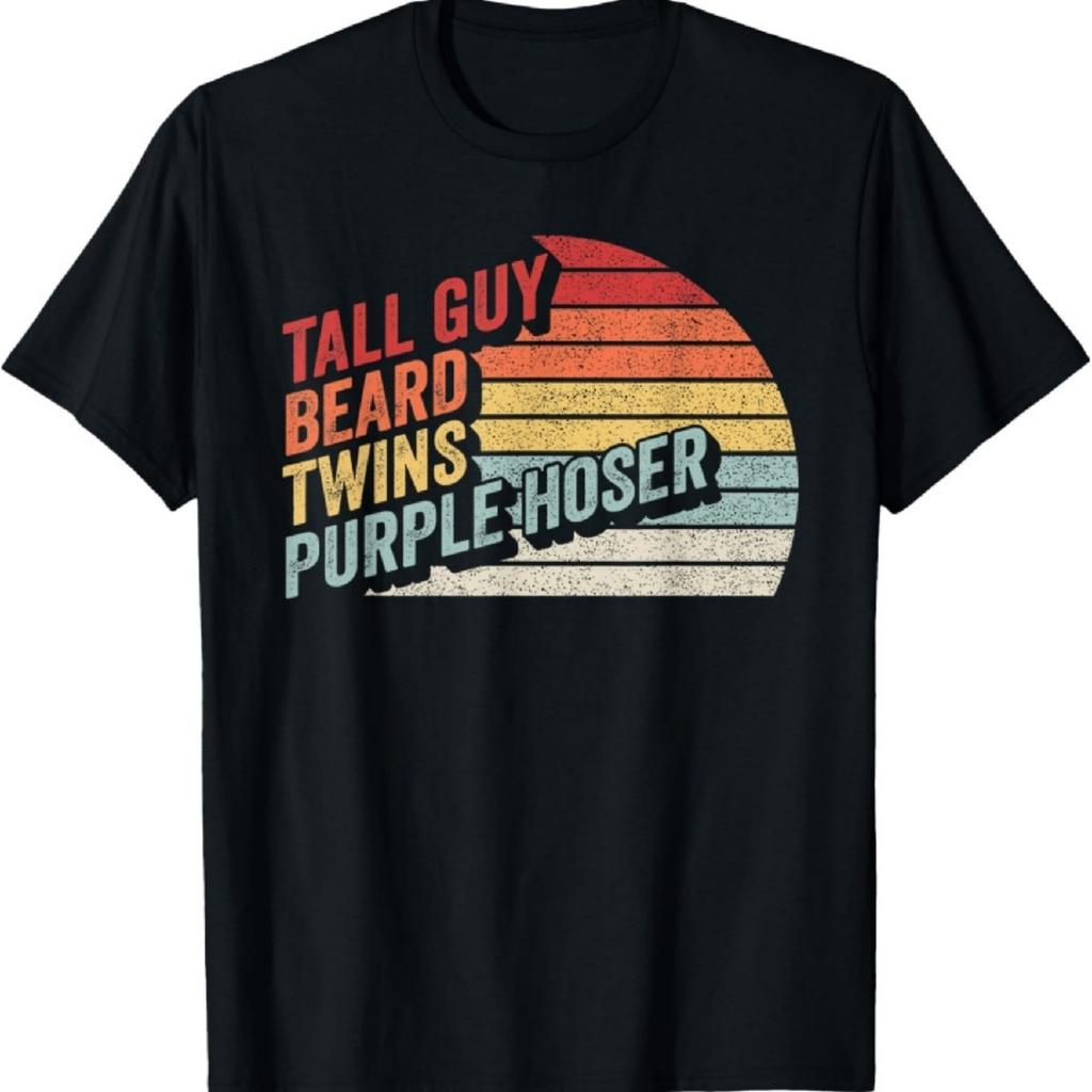 Vintage Retro Tall Guy Beard Twins Purple Hoser T-Shirt