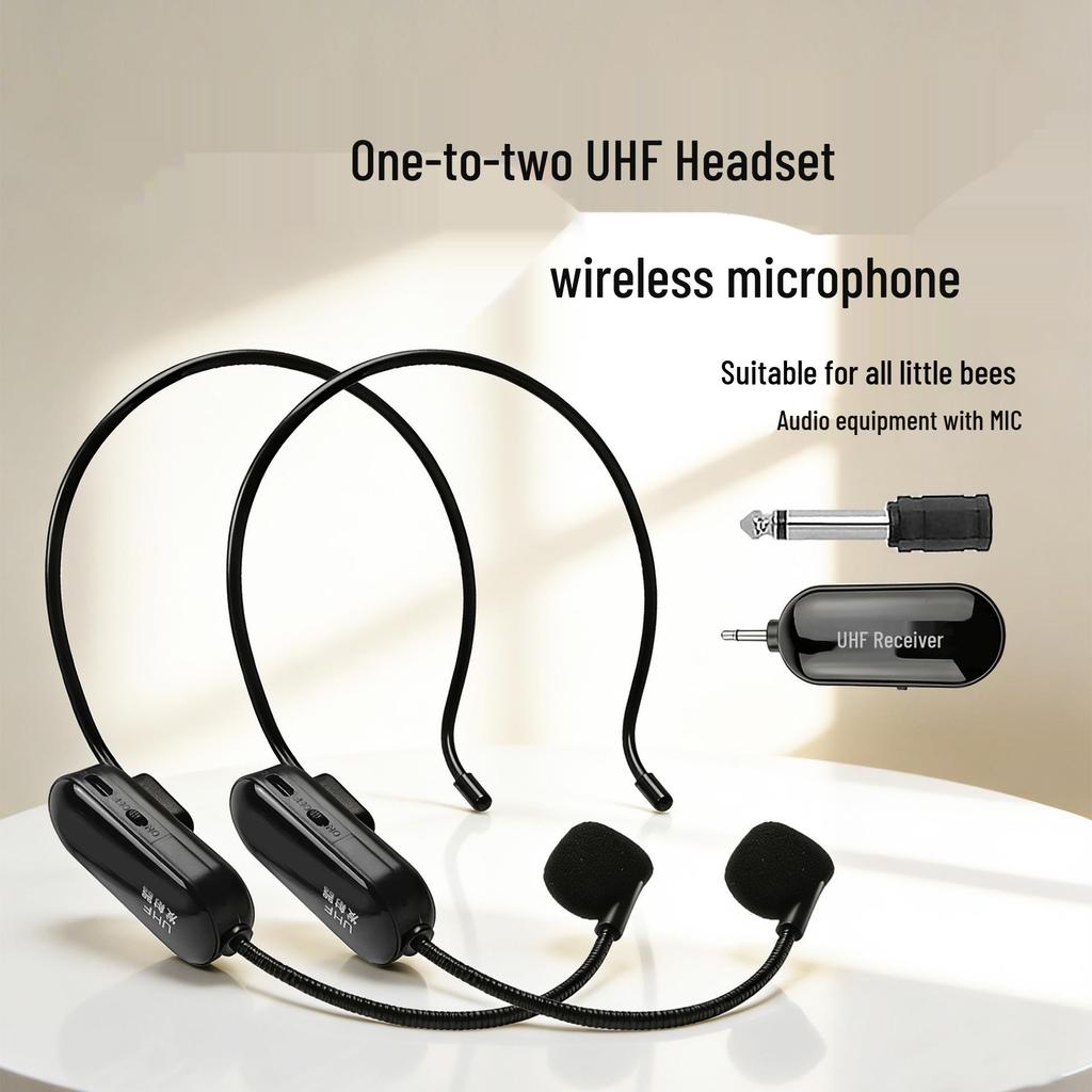 UHF Dual Wireless Lavalier & Headset Microphone for Teachers and Outdoor Performances