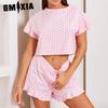 Летний комплект из двух предметов с короткими рукавами и шортами, женский свободный удобный костюм для дома