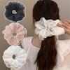 New Large Women Lace Scrunchies 4 Layers Lace Mesh Hair Bands Elegant Gentle Ponytail Holder Rubber Band Hair Accessories