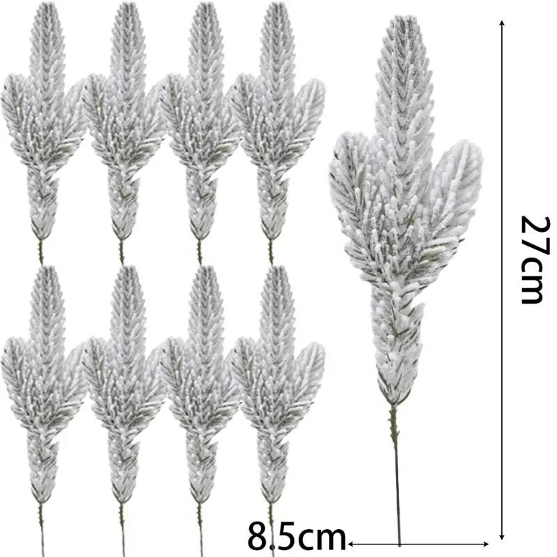 DIY Artificial Frosted Snow Covered Pine Twigs Fake Pine Needle Stem Xmas Wreath Bouquet Winter New Year Holiday Craft Ornaments