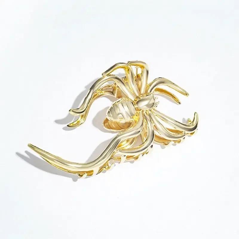 Новинка 2023 года, заколки для волос в виде скелета паука на Хэллоуин для женщин, ювелирные аксессуары, черный, серебристый, золотой, большая заколка, вечерние головные уборы