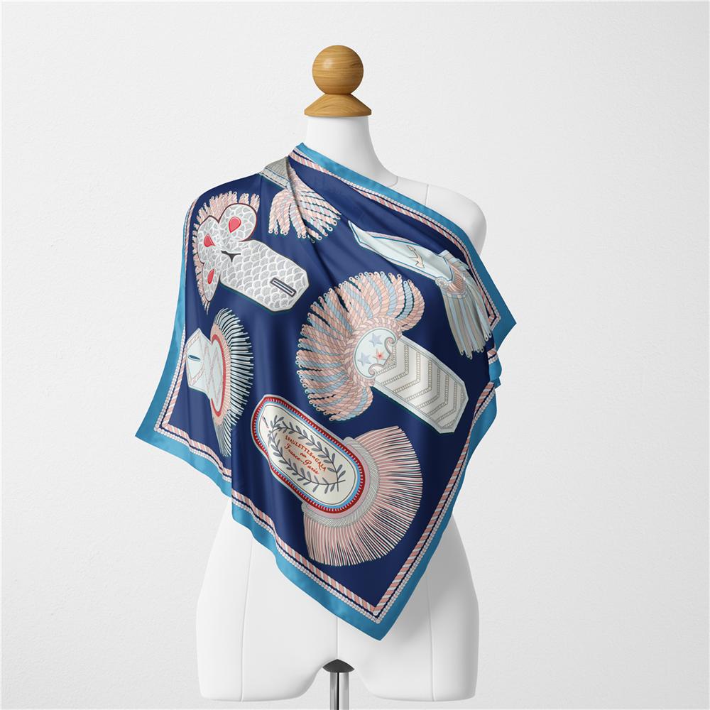 Silk Scarf Women Rope Print Square Scarves Wraps Bandana Small Hijab Foulards Lady Tie Headband Neckerchief 53CM
