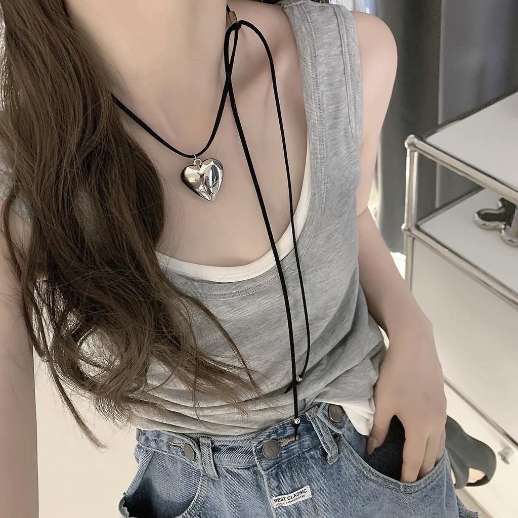 Ожерелье Женское Милое Крутое Малышки Любовь Черный Веревочный Кружевной Воротник Мода Универсальный Ключица Цепь Шеи Цепь Прилив