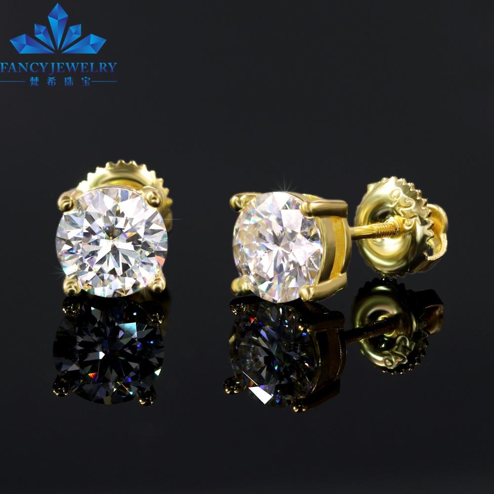 Pass Diamond Tester 925 Sterling Silver VVS Moissanite Earrings Stud Back Earrings for Men Women
