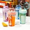 Straw Cup Dustproof Lid Drinking Convenient To Carry Sturdy Double Straws Drinking Bottle School Accessory