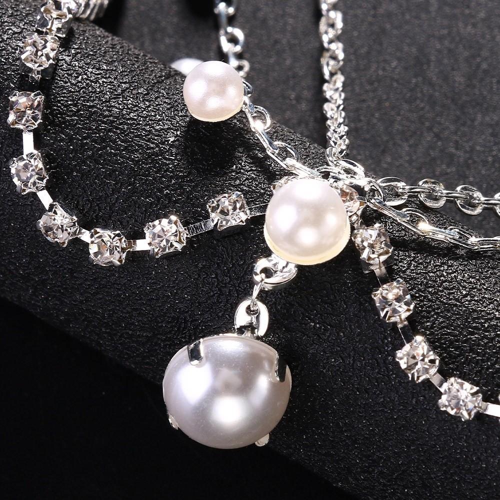 Full Rhinestone Head Chain Headpiece Pearls Tassel Crystal Meshes Headbands Hair Accessories